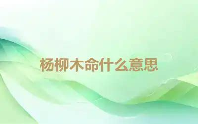 楊柳木命|杨柳木命代表什么意思